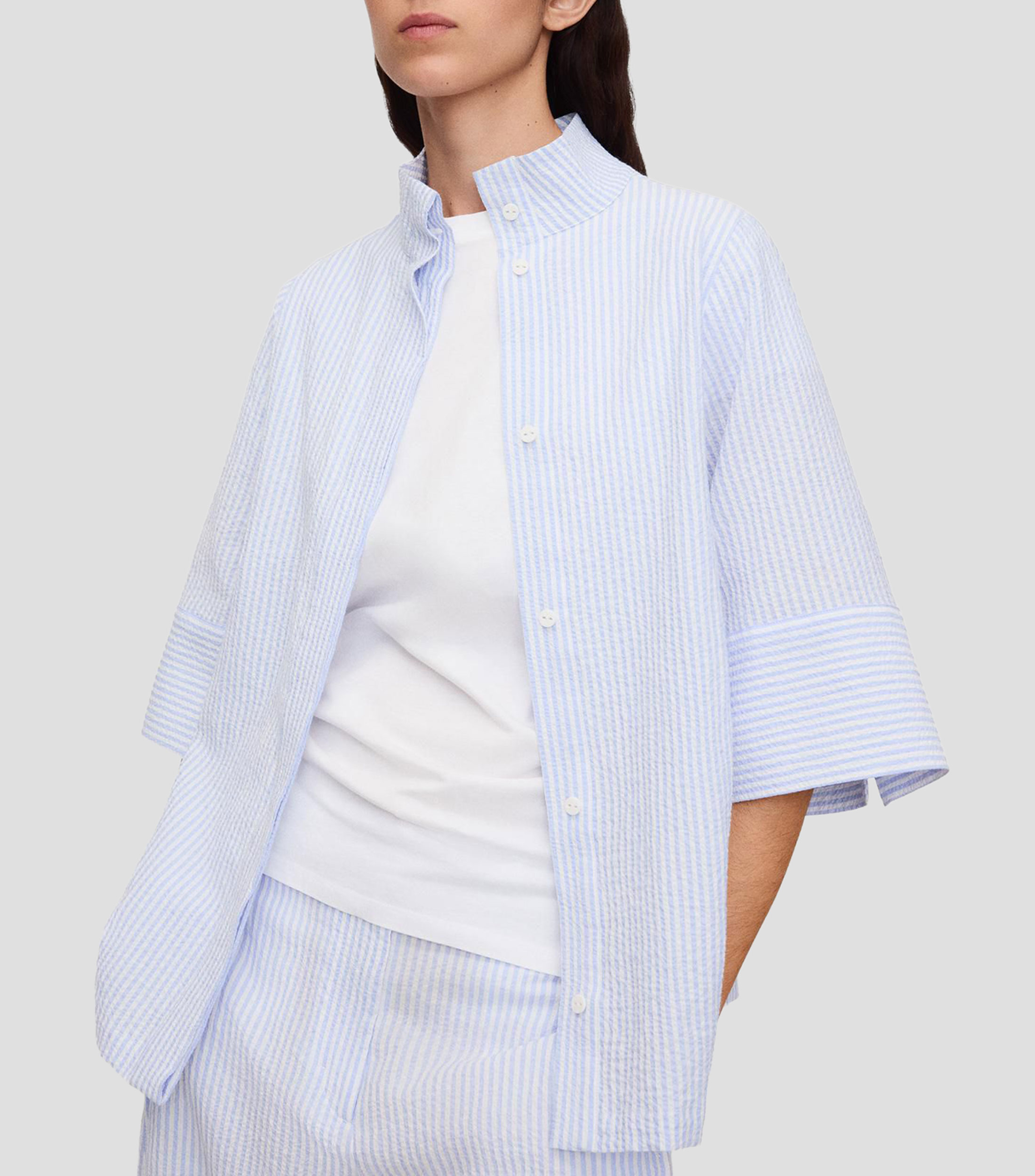 Camisa a rayas manga 3/4 Mujer